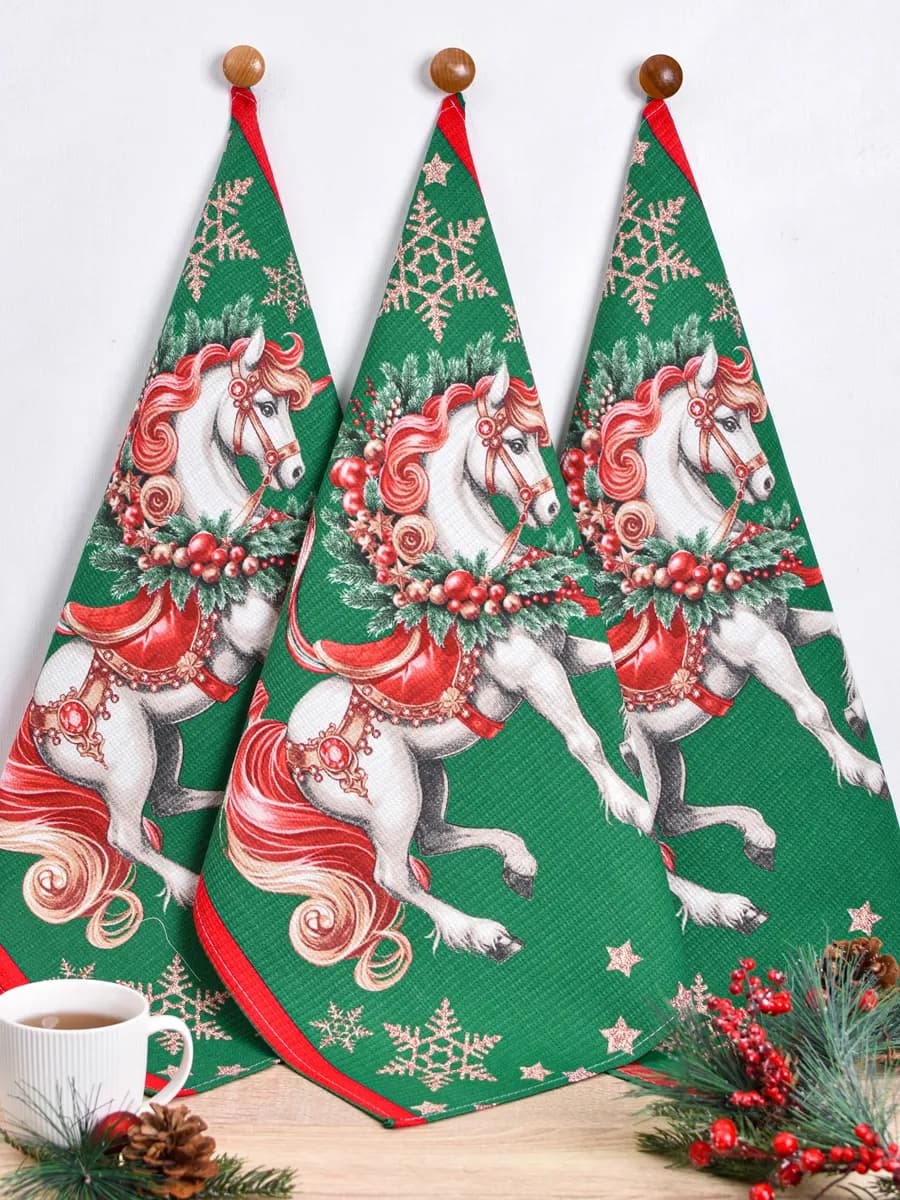 Полотенца кухонные набор 3 шт 60х47 см вафельные - фото 1