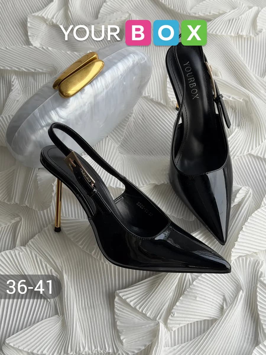 Вечерние туфли на каблуке слингбэки