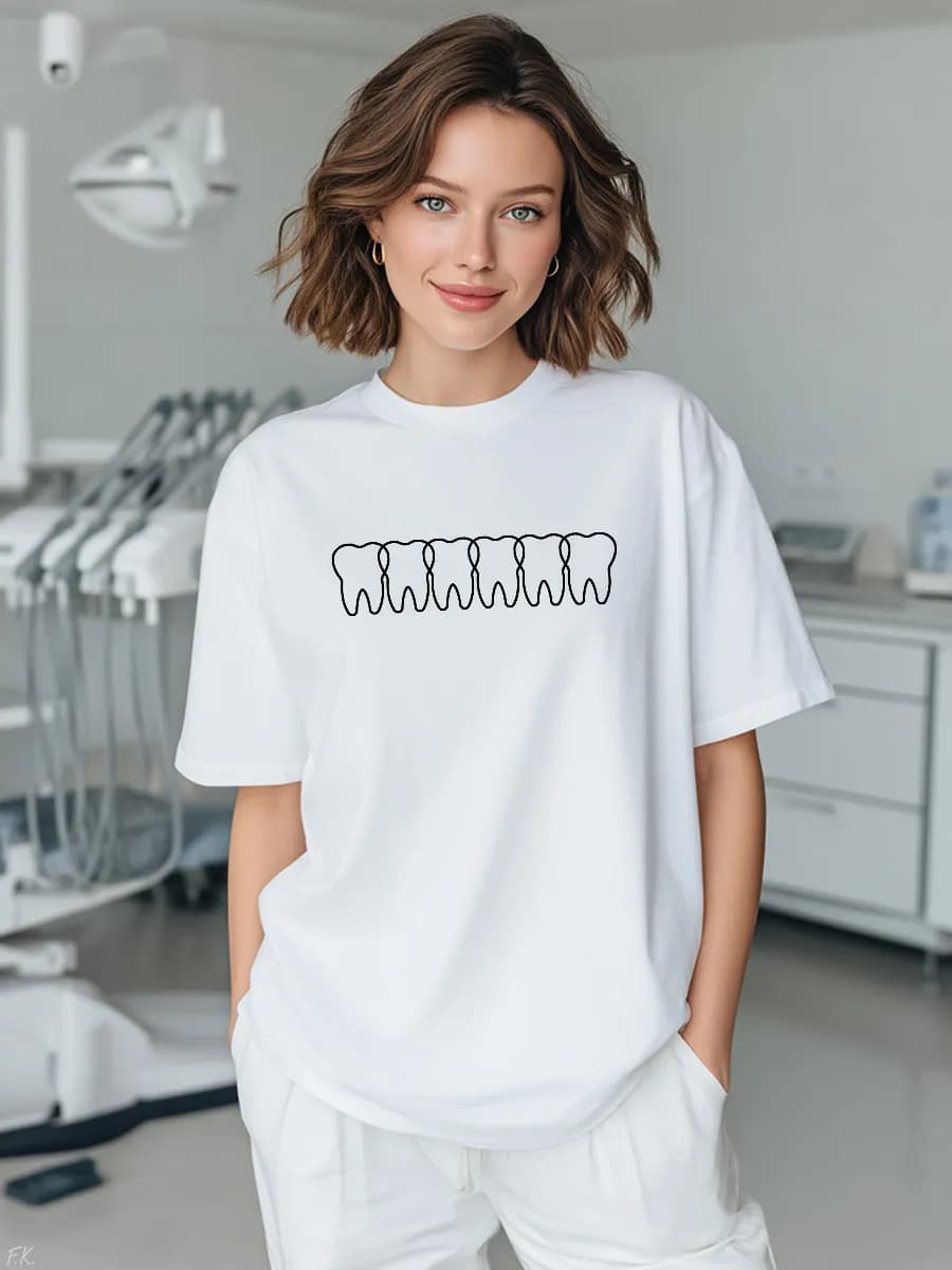 Футболка стоматолога с принтом «Зубной ряд»