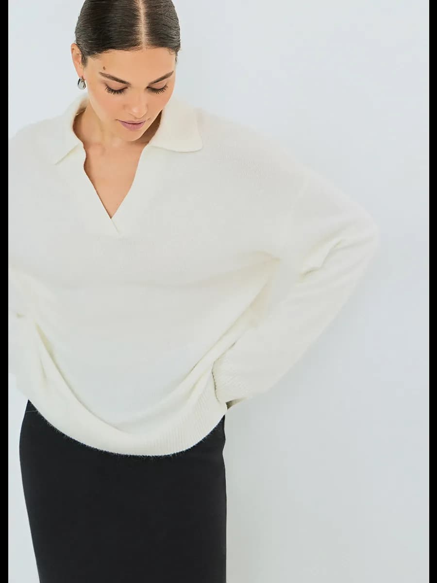 Джемпер поло базовый с шерстью