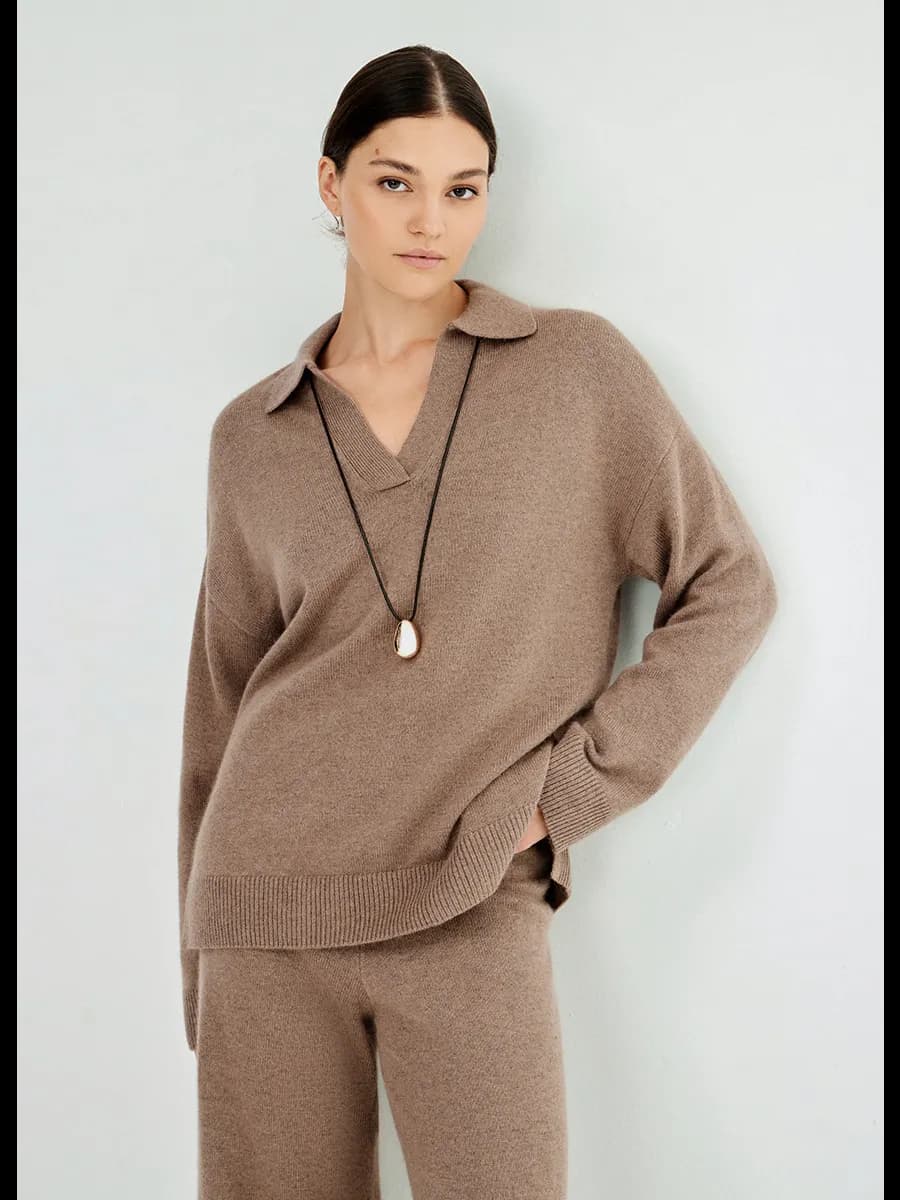 Джемпер поло базовый с шерстью