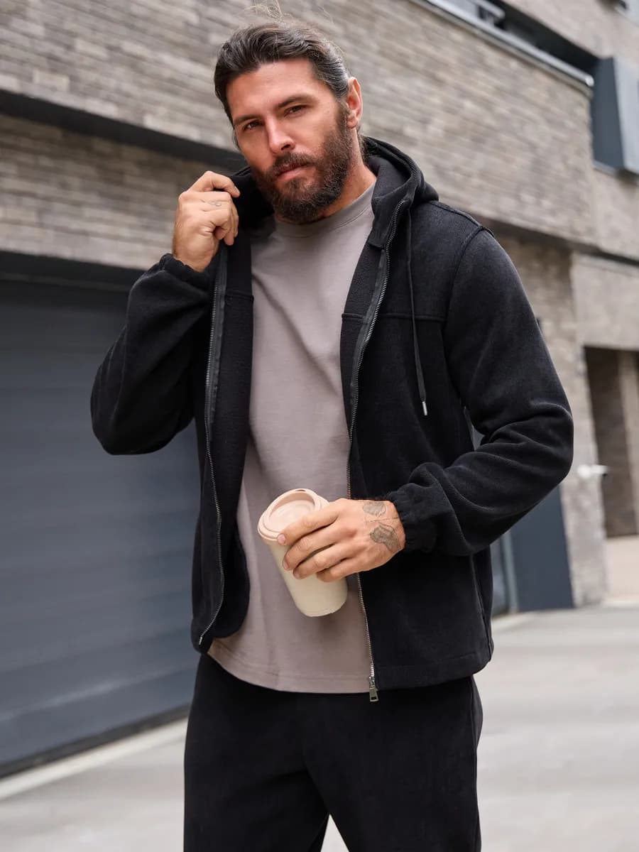 Теплый вельветовый костюм на молнии