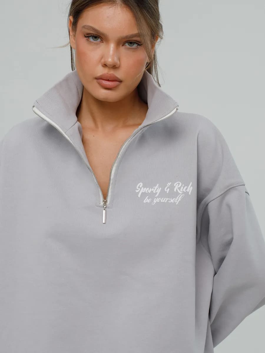 Свитшот с горлом поло полузамок водолазка оверсайз