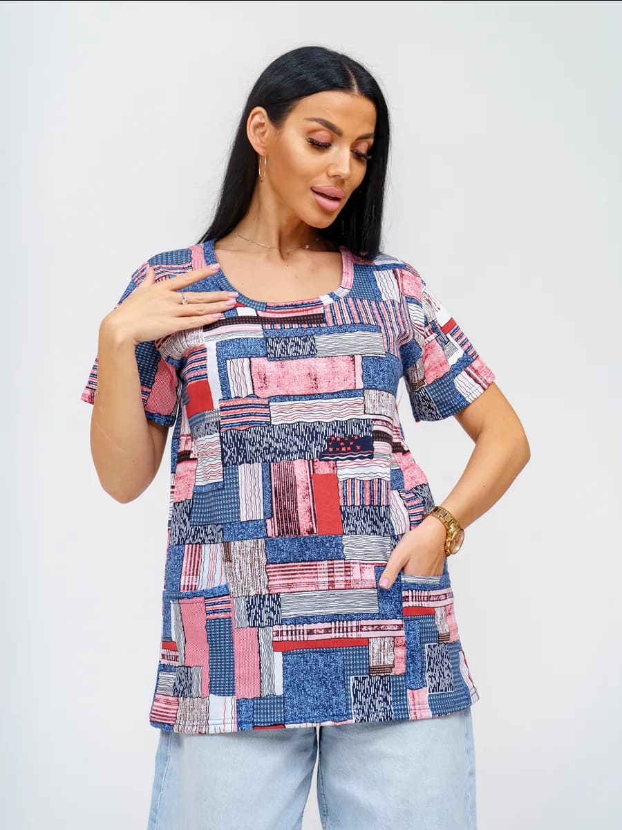 Футболка BIG SIZE домашняя с карманами хлопок