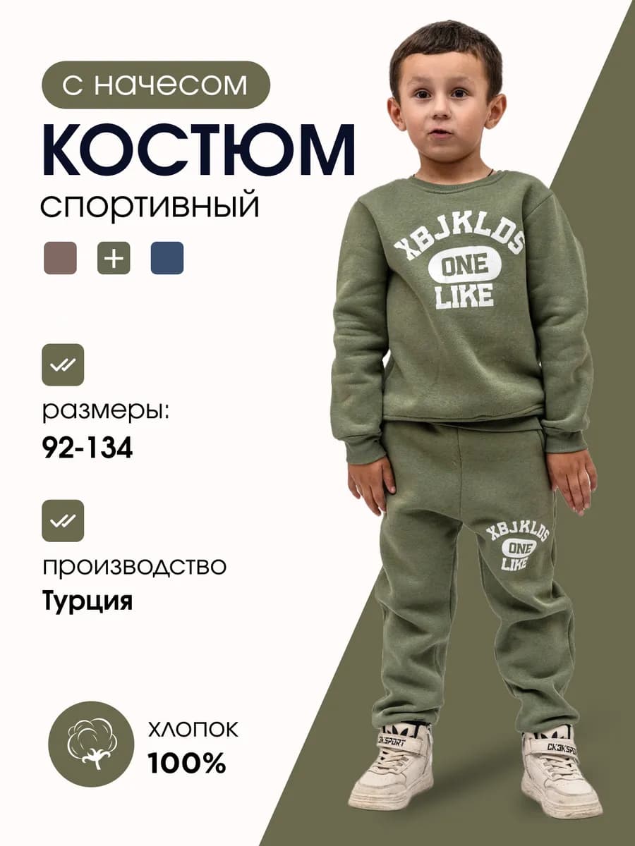 Костюм спортивный детский свитшот и джоггеры с начесом