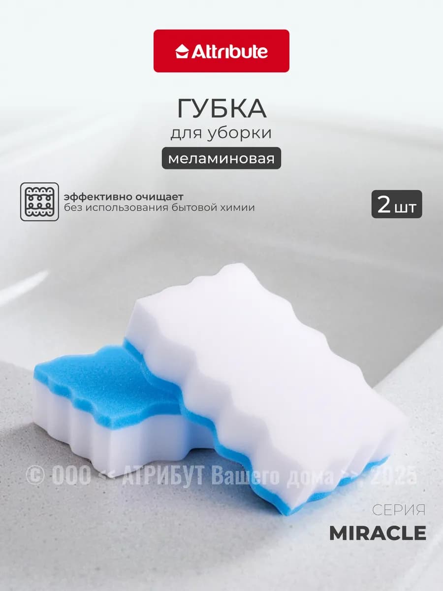 Губка для посуды меламиновая 2 шт