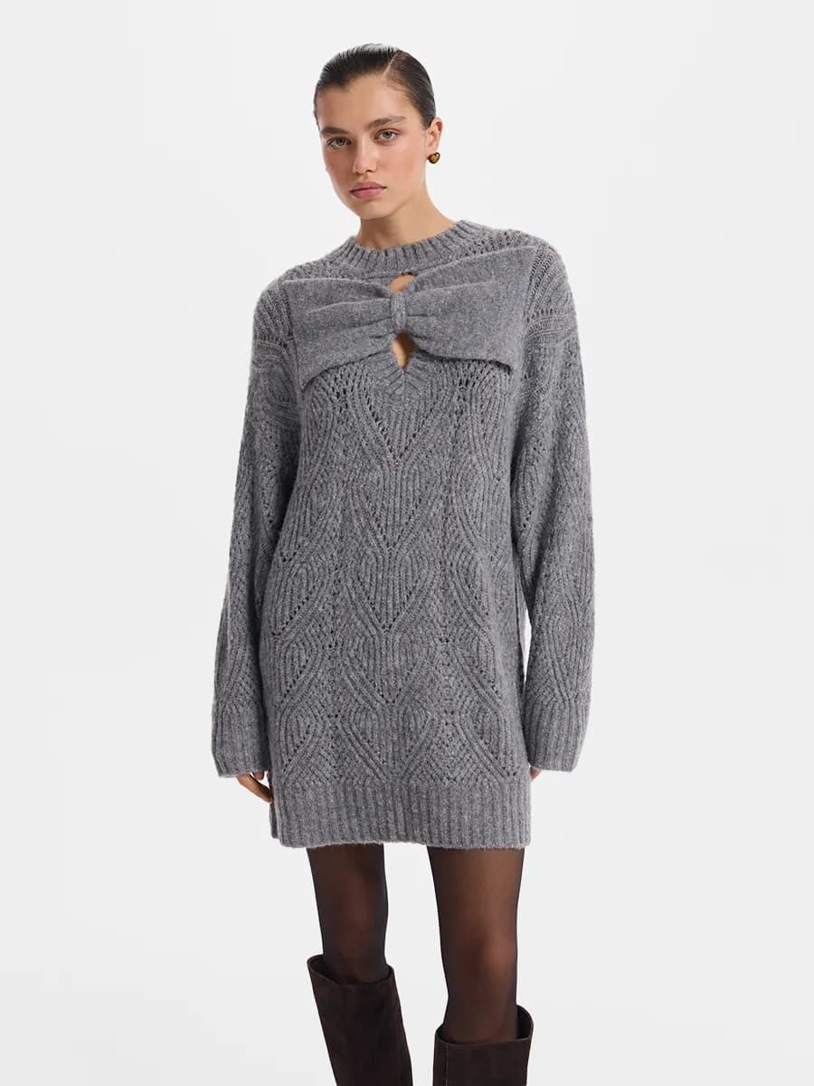 Вязаное платье с шерстью и мохером