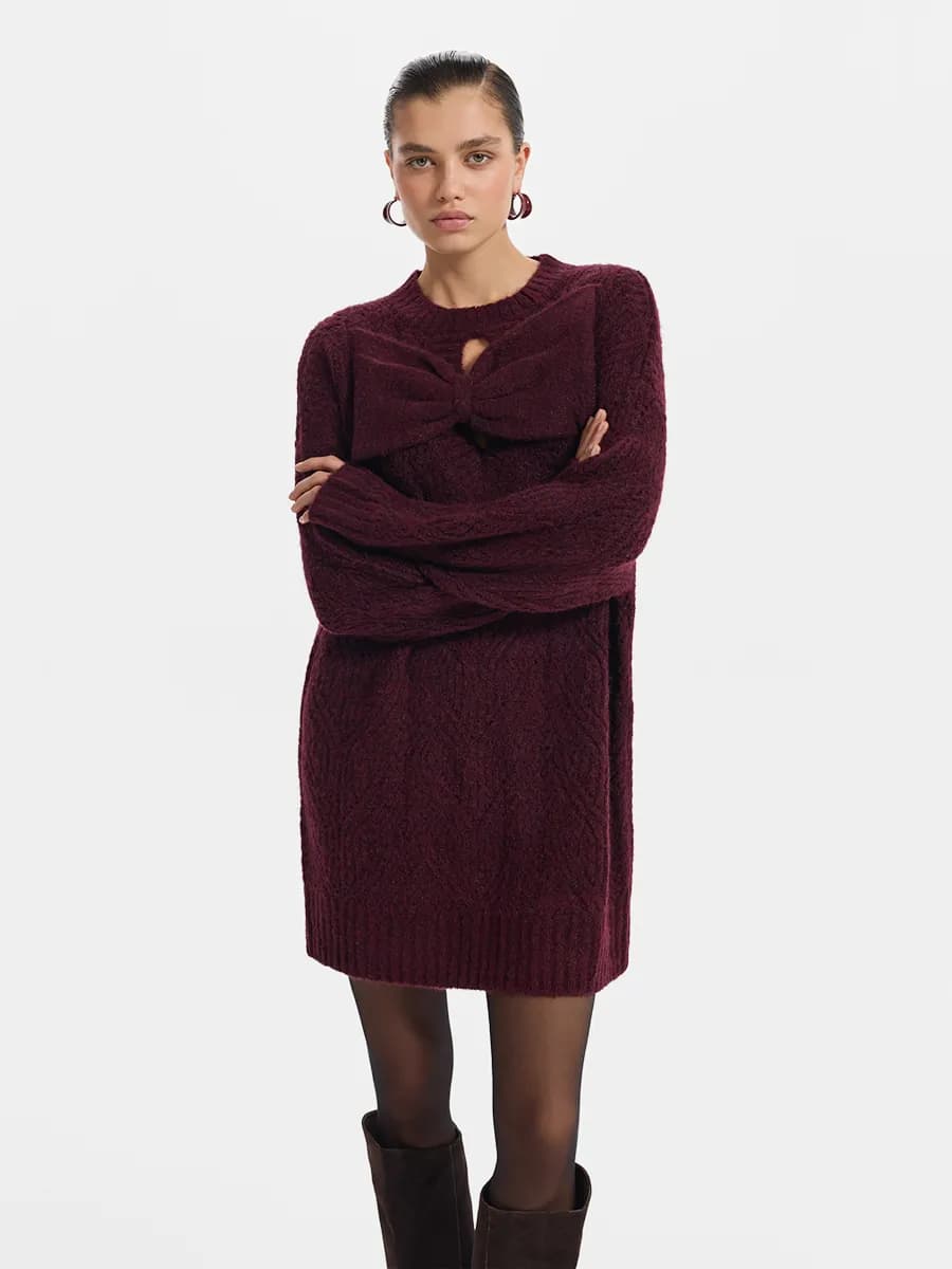 Вязаное платье с шерстью и мохером