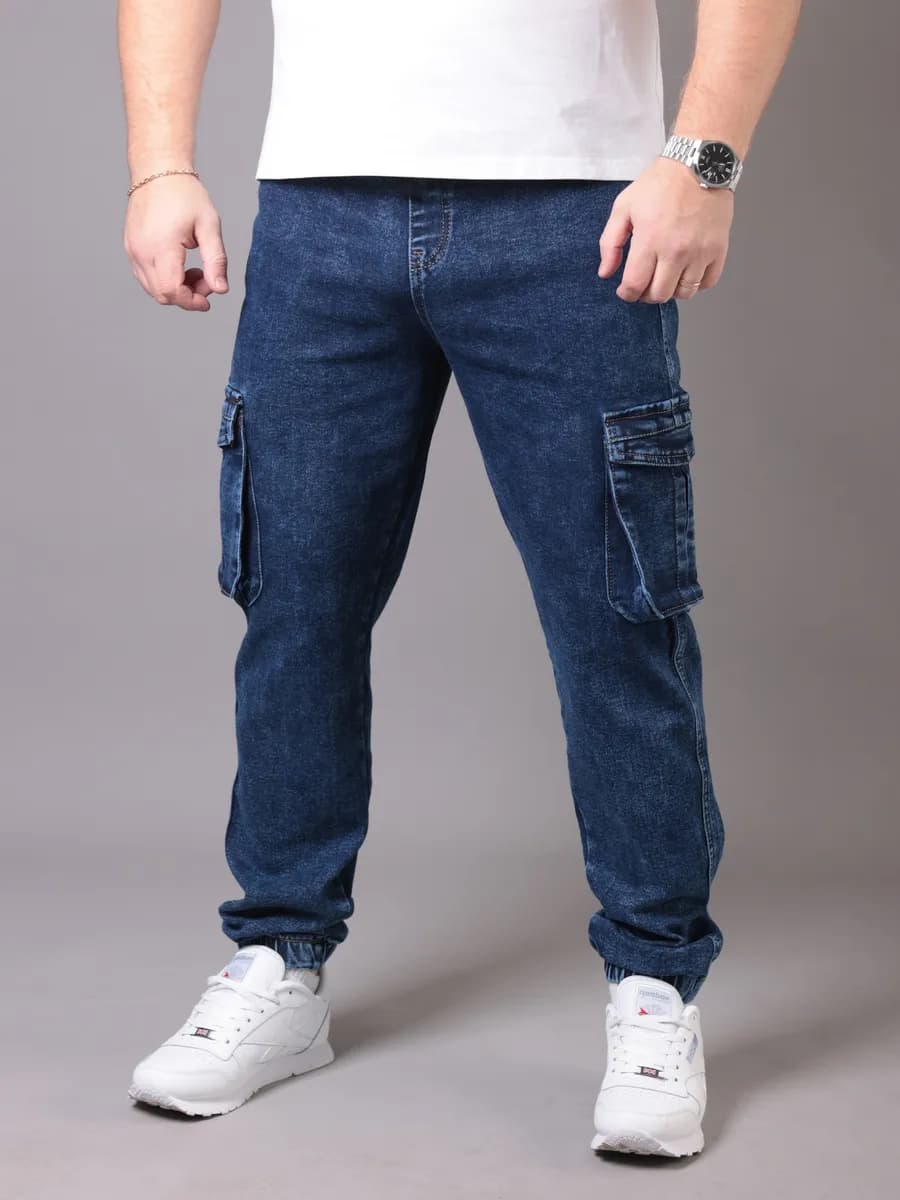 Джинсы зауженные брюки джоггеры штаны на резинке с карманом