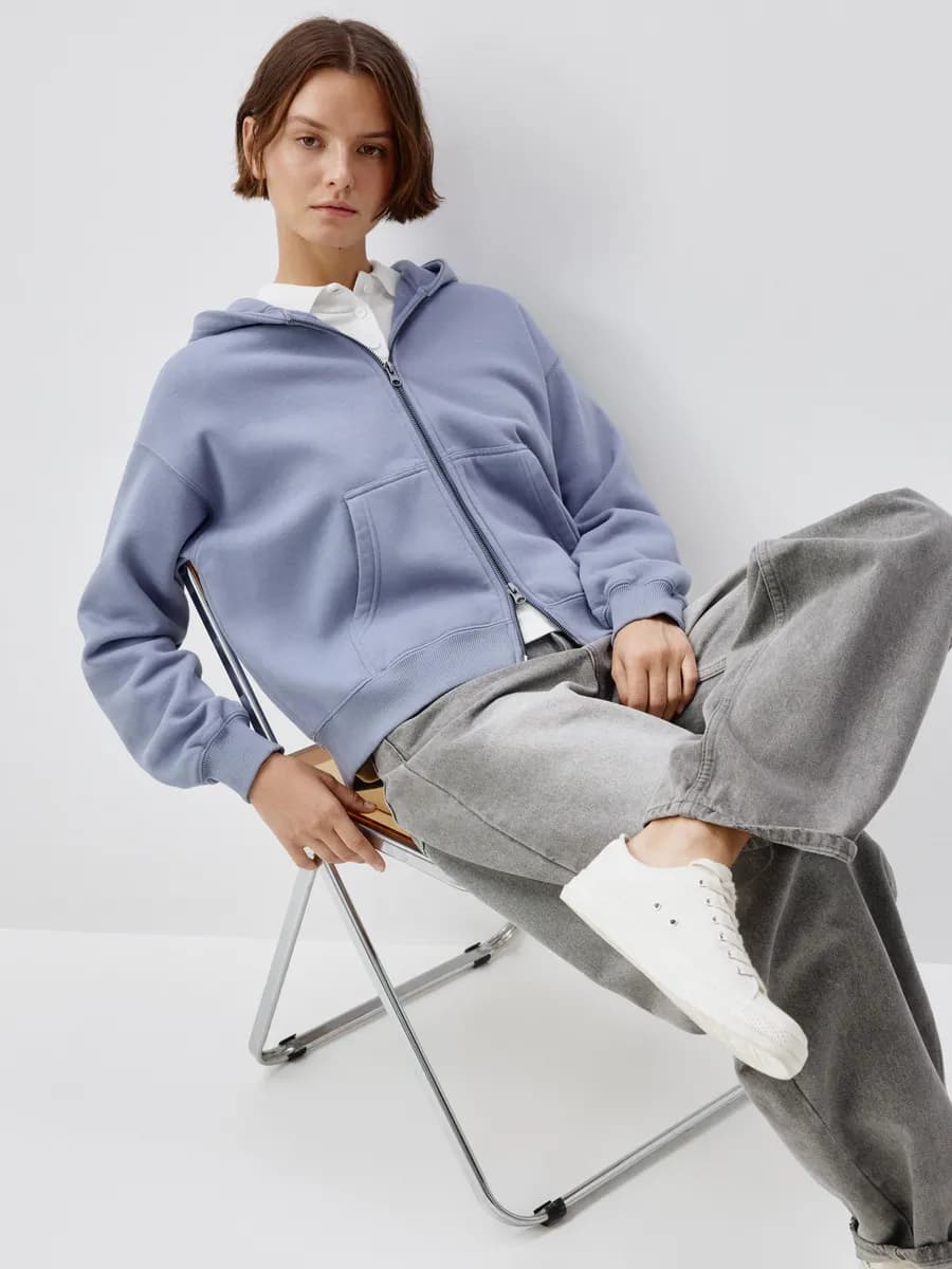 Худи зипка оверсайз с капюшоном базовая