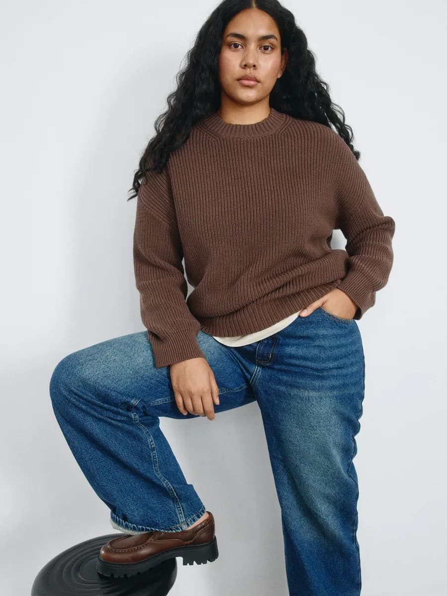 Вязаный базовый оверсайз джемпер