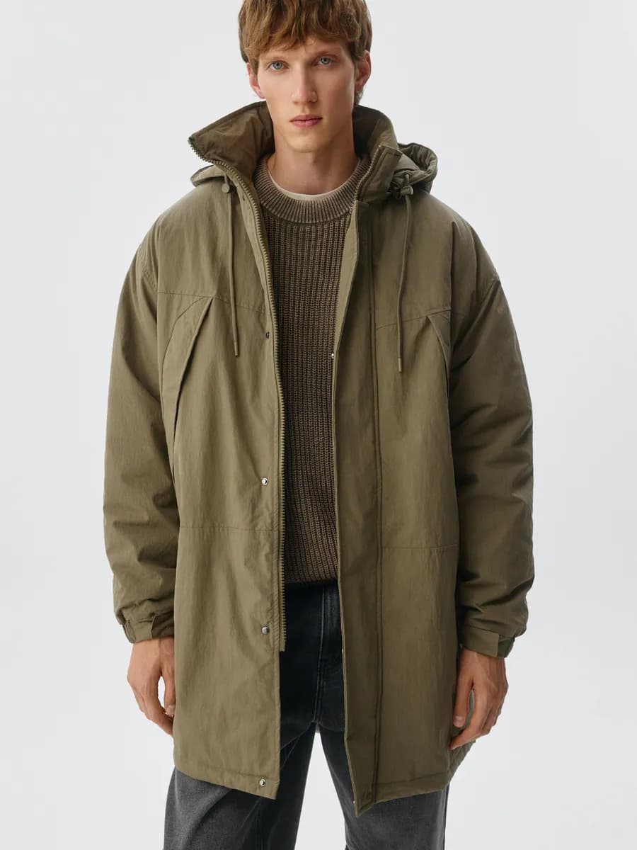 Утепленная парка демисезонная с капюшоном