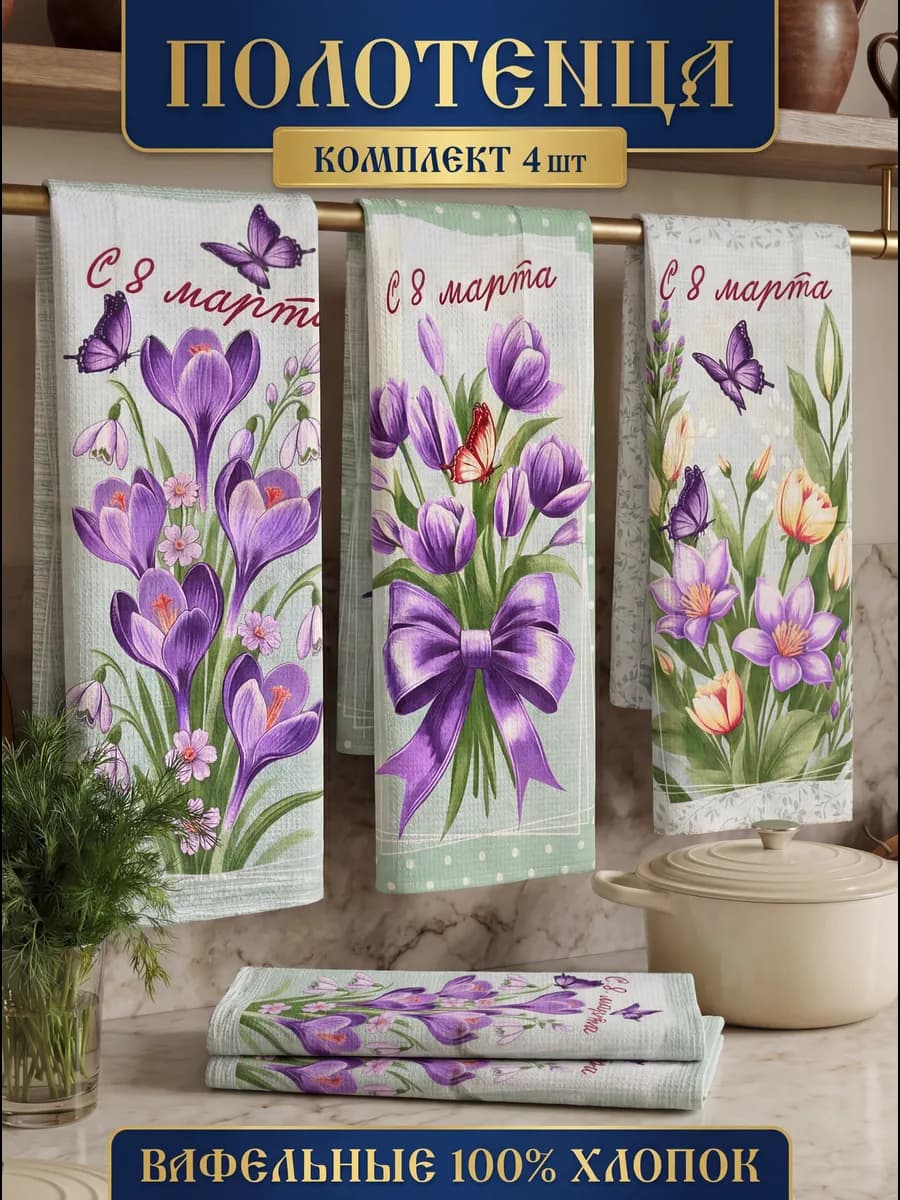Подарочный набор полотенца кухонные 4 шт