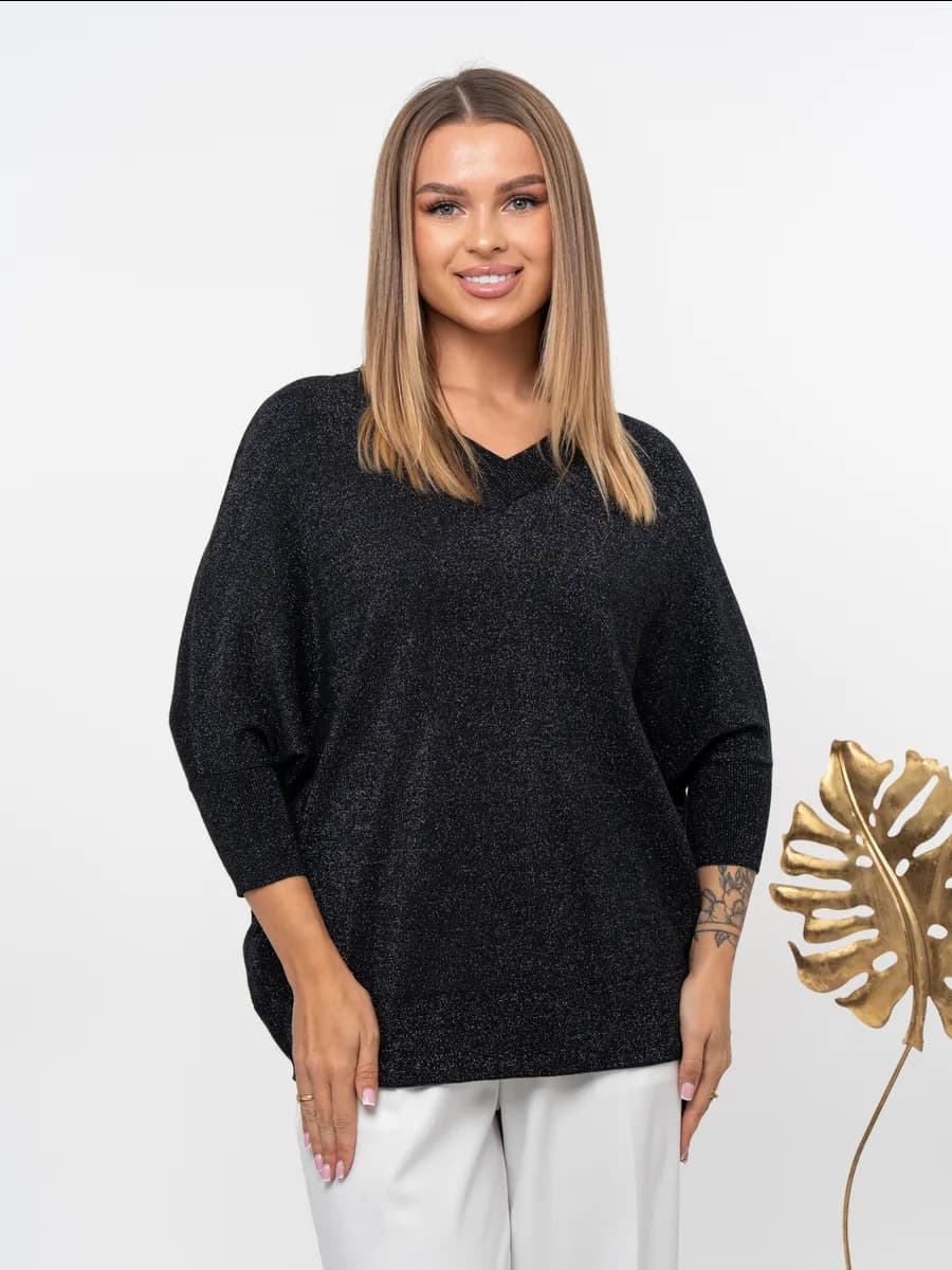 Джемпер с люрексом летучая мышь - фото 1