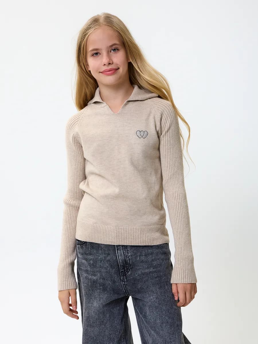 Джемпер школьный кофта с воротником весенняя