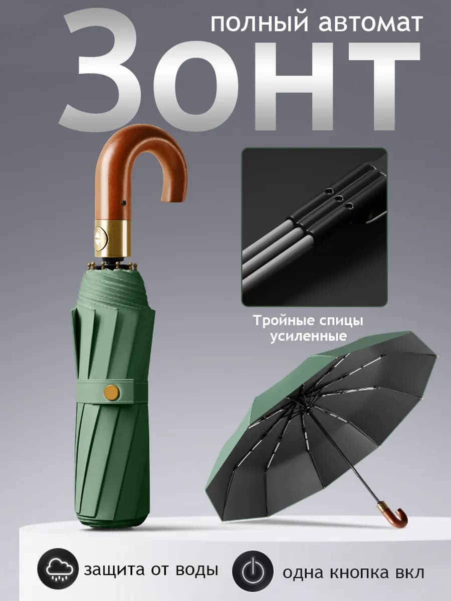 Зонт автомат антиветер компактный легкий - фото 1