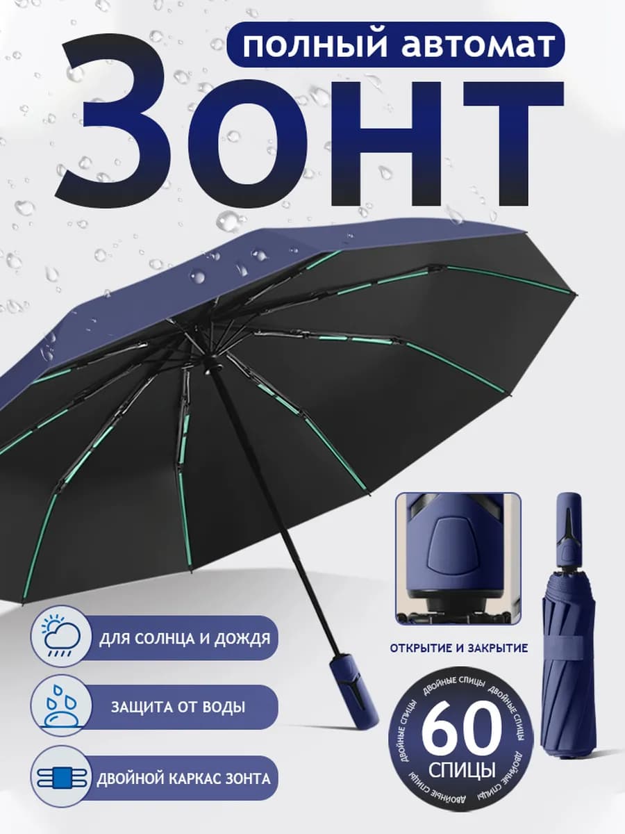 Зонт автомат антиветер компактный легкий