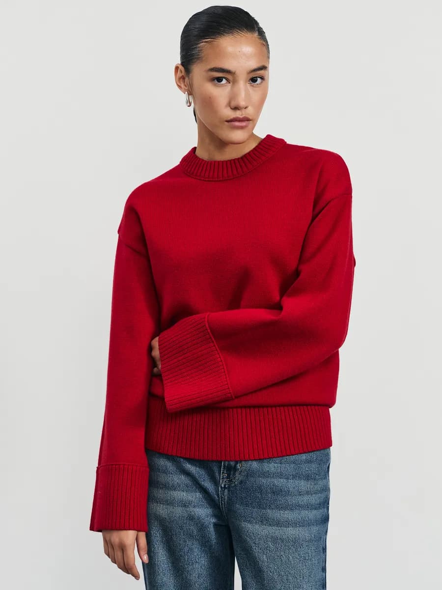 Джемпер оверсайз вязаный удлиненный в офис