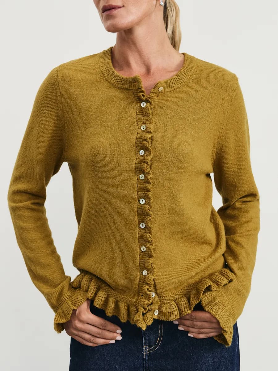 Кардиган вязаный на пуговицах с воланами с шерстью old money