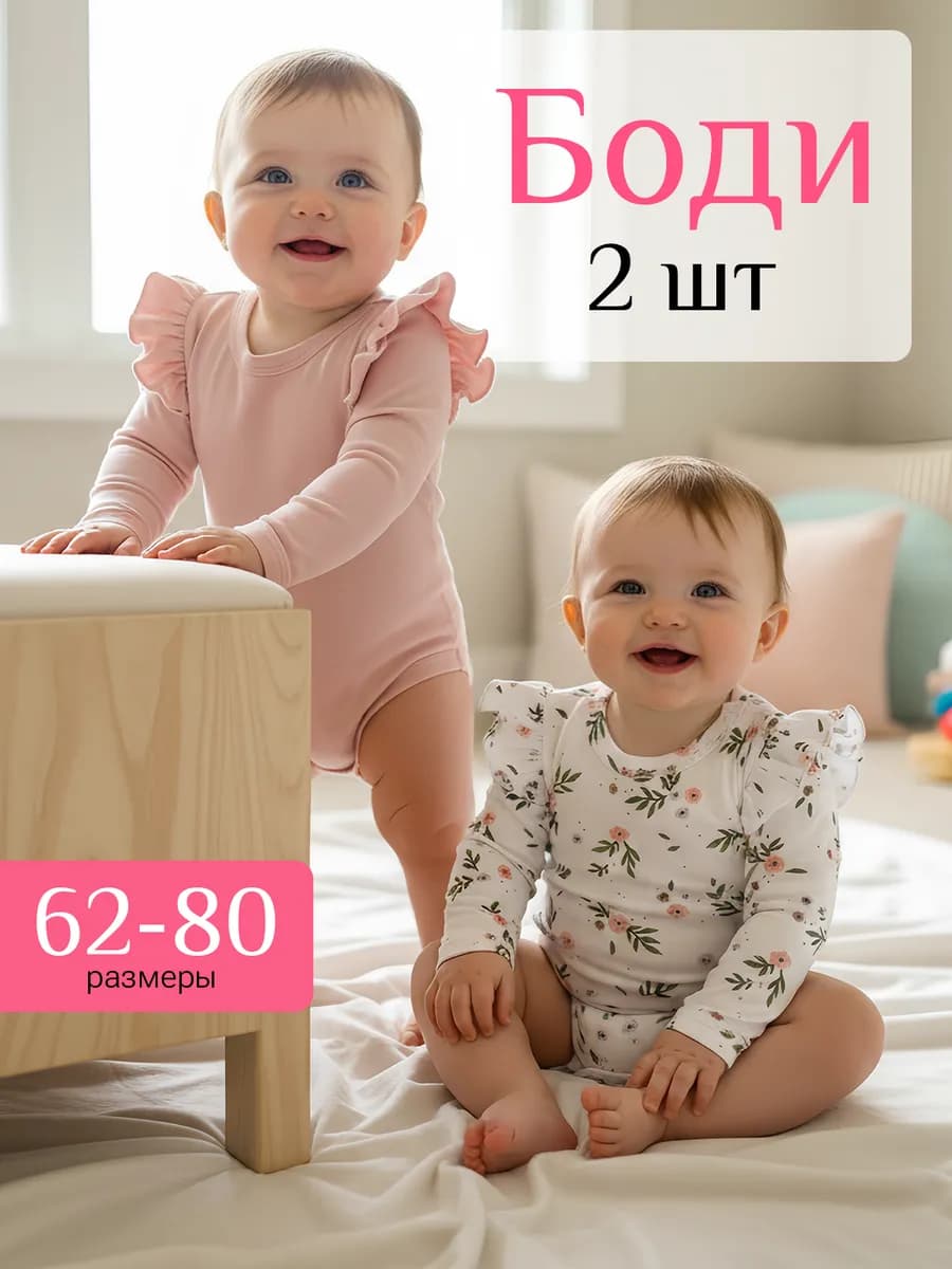 Комплект боди для новорожденных с длинным рукавом