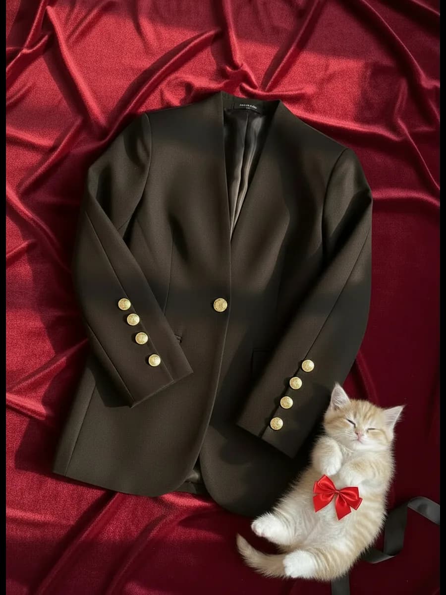 Пиджак классический удлиненный с золотыми пуговицами