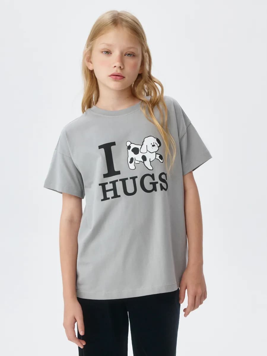 Футболка хлопковая свободная с принтом