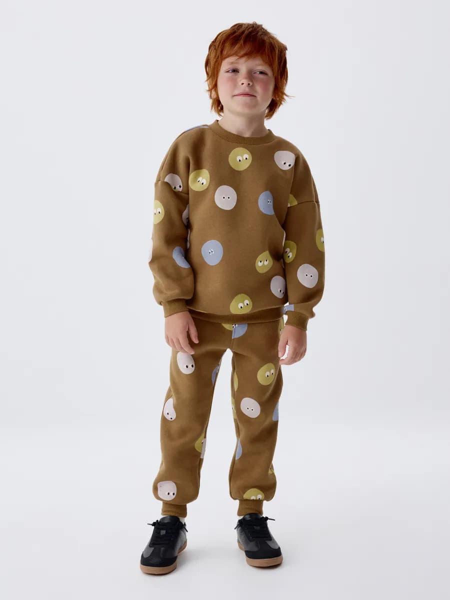 Джоггеры утепленные на резинке с принтом