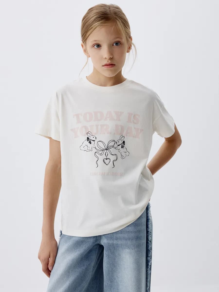 Футболка хлопковая свободная с принтом