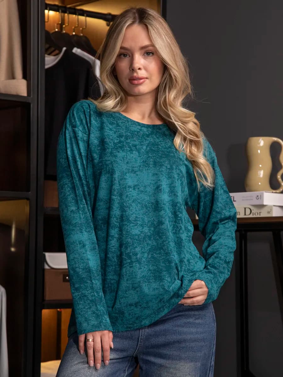 Лонгслив женский хлопковый с вареным эффектом