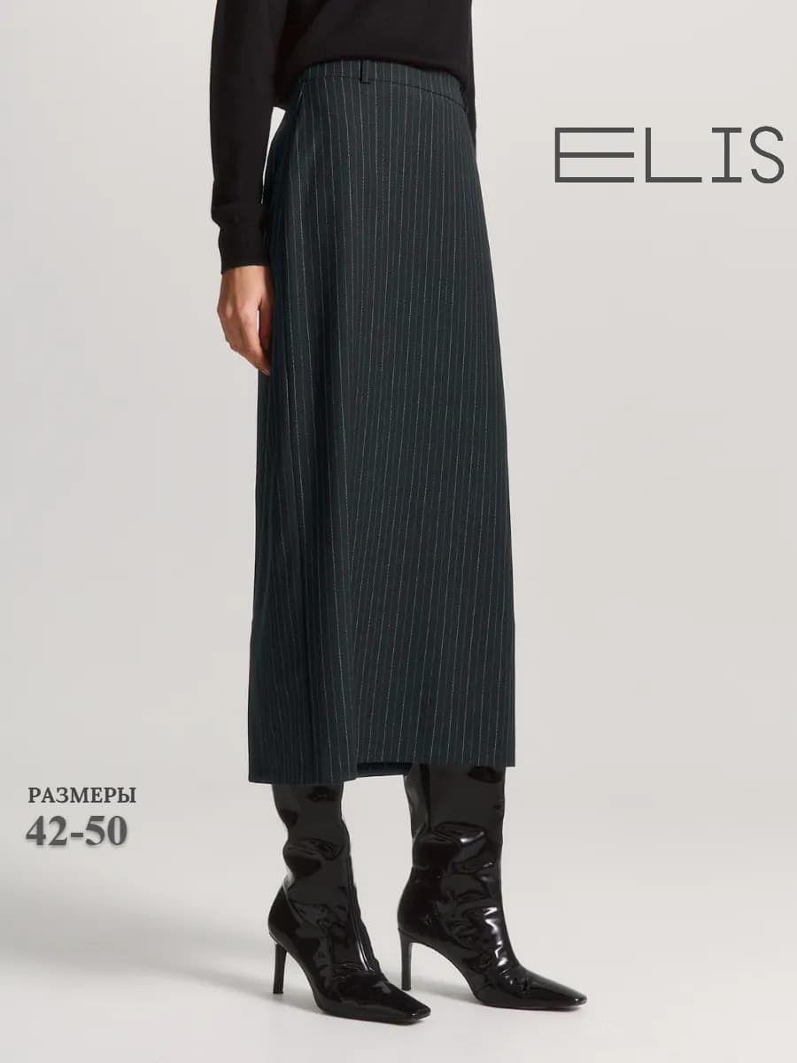 Юбка из вискозной костюмной ткани в полоску