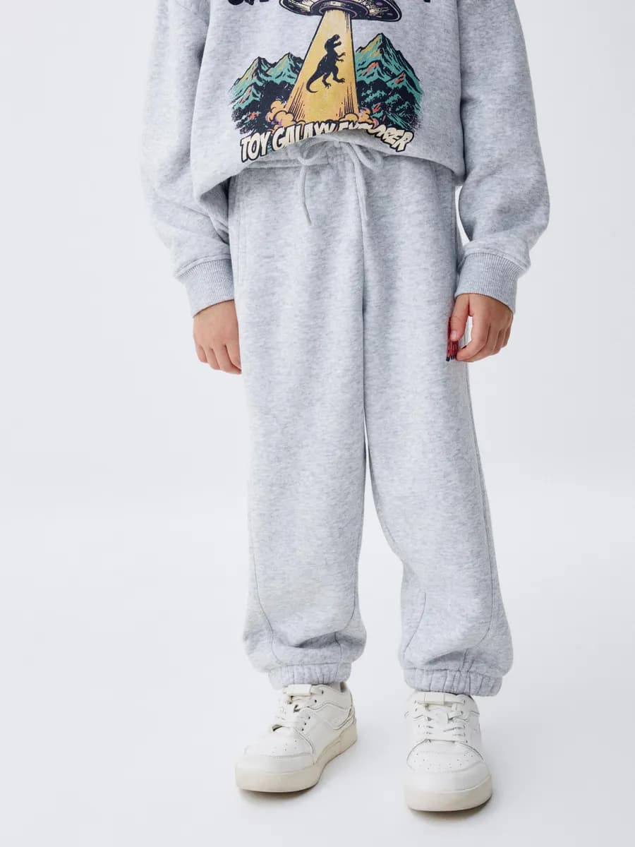 Джоггеры утепленные на резинке с принтом - фото 1