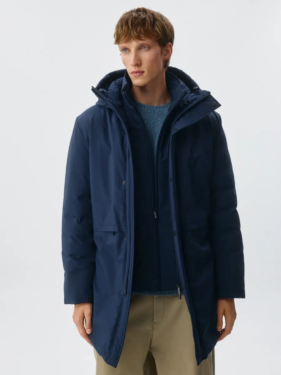 Удлиненная куртка демисезонная со съемной манишкой