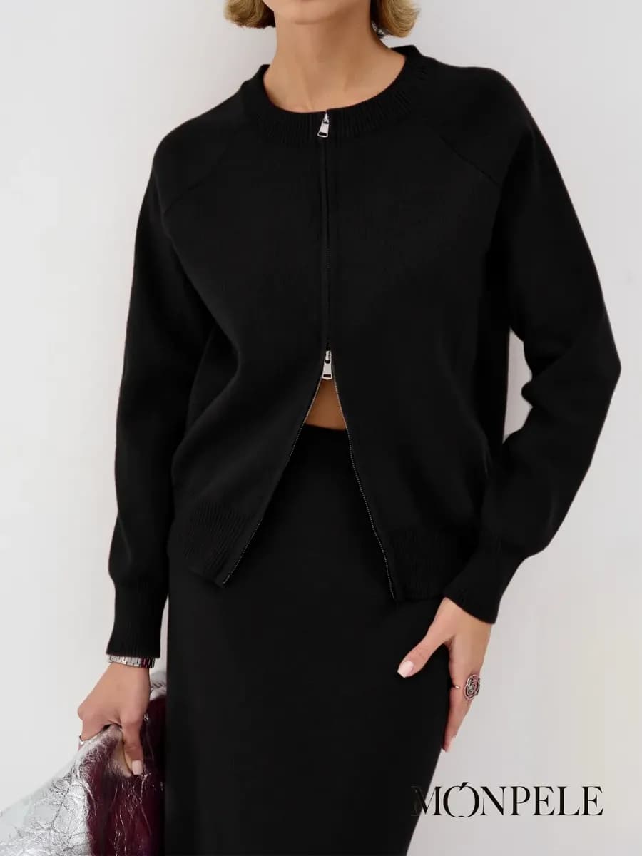 Костюм вязаный теплый с юбкой - фото 1