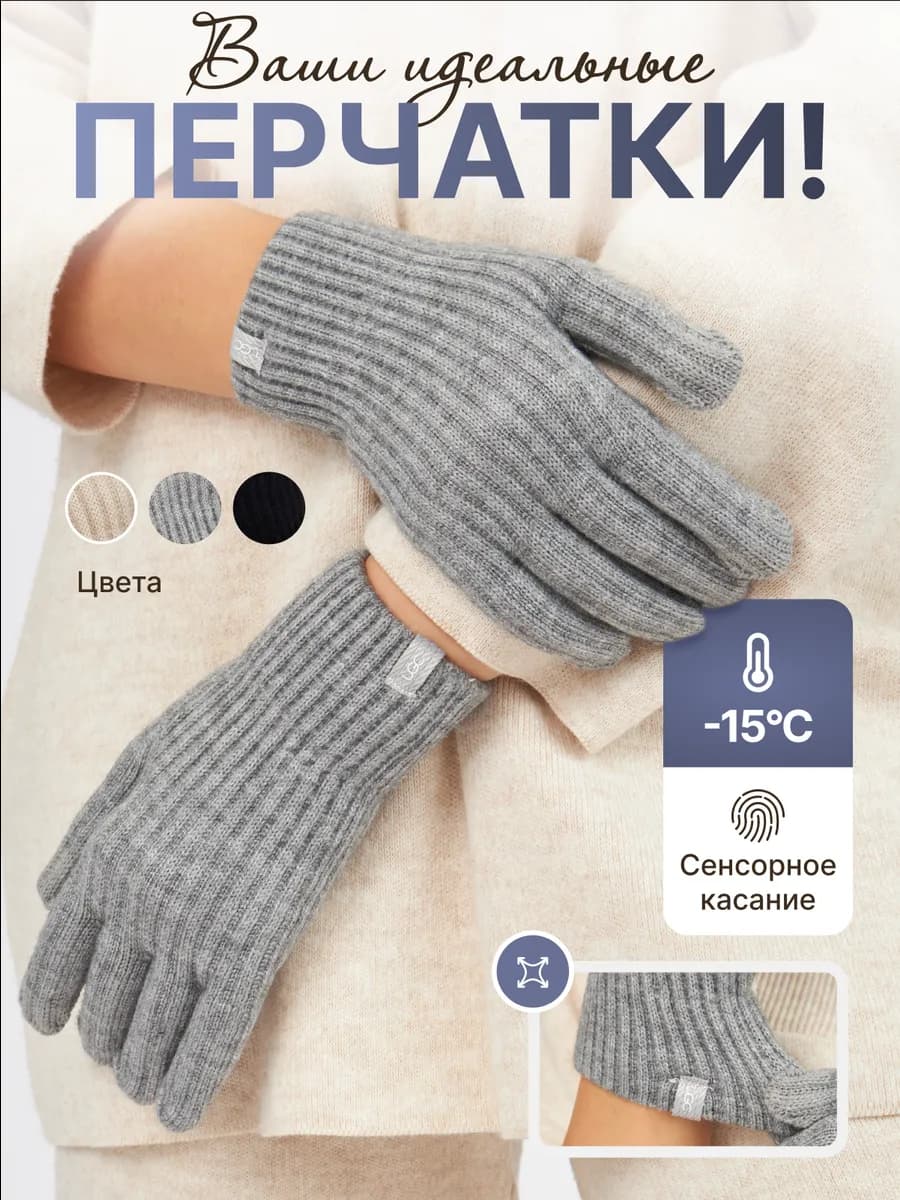 Теплые перчатки зимние вязаные сенсорные