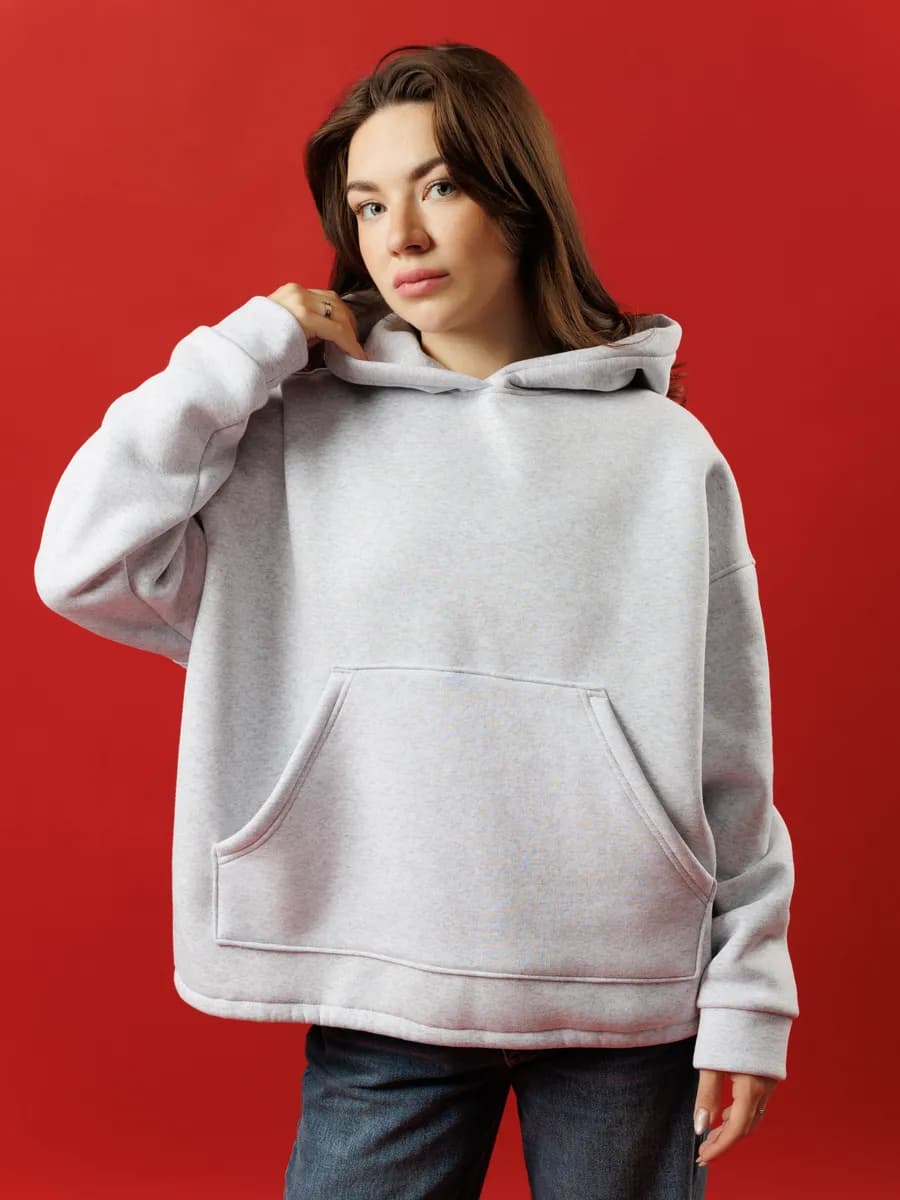 Худи оверсайз с капюшоном теплое с начесом - фото 1