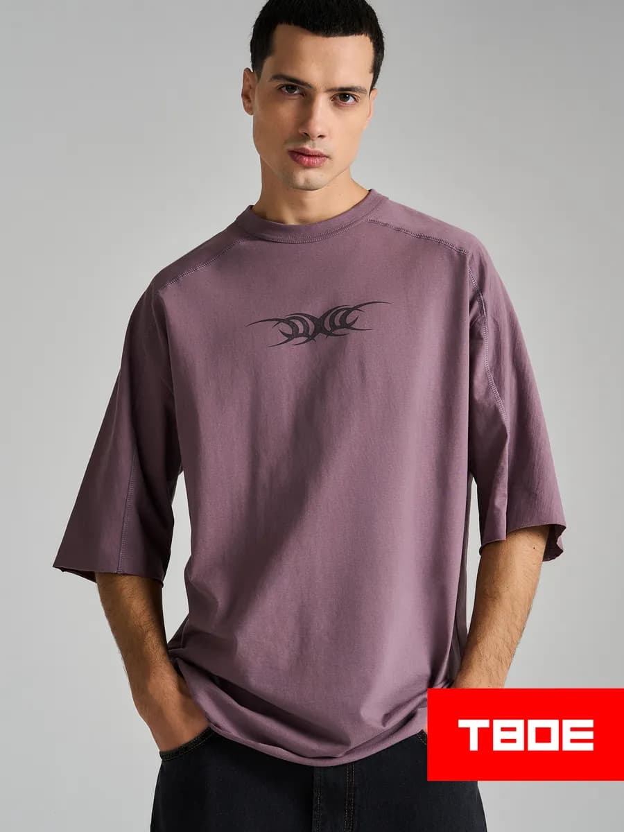 Футболка оверсайз гранж с принтом дрейн