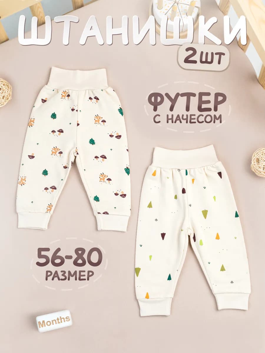 Штанишки ползунки для новорожденных малышей с начесом 2шт