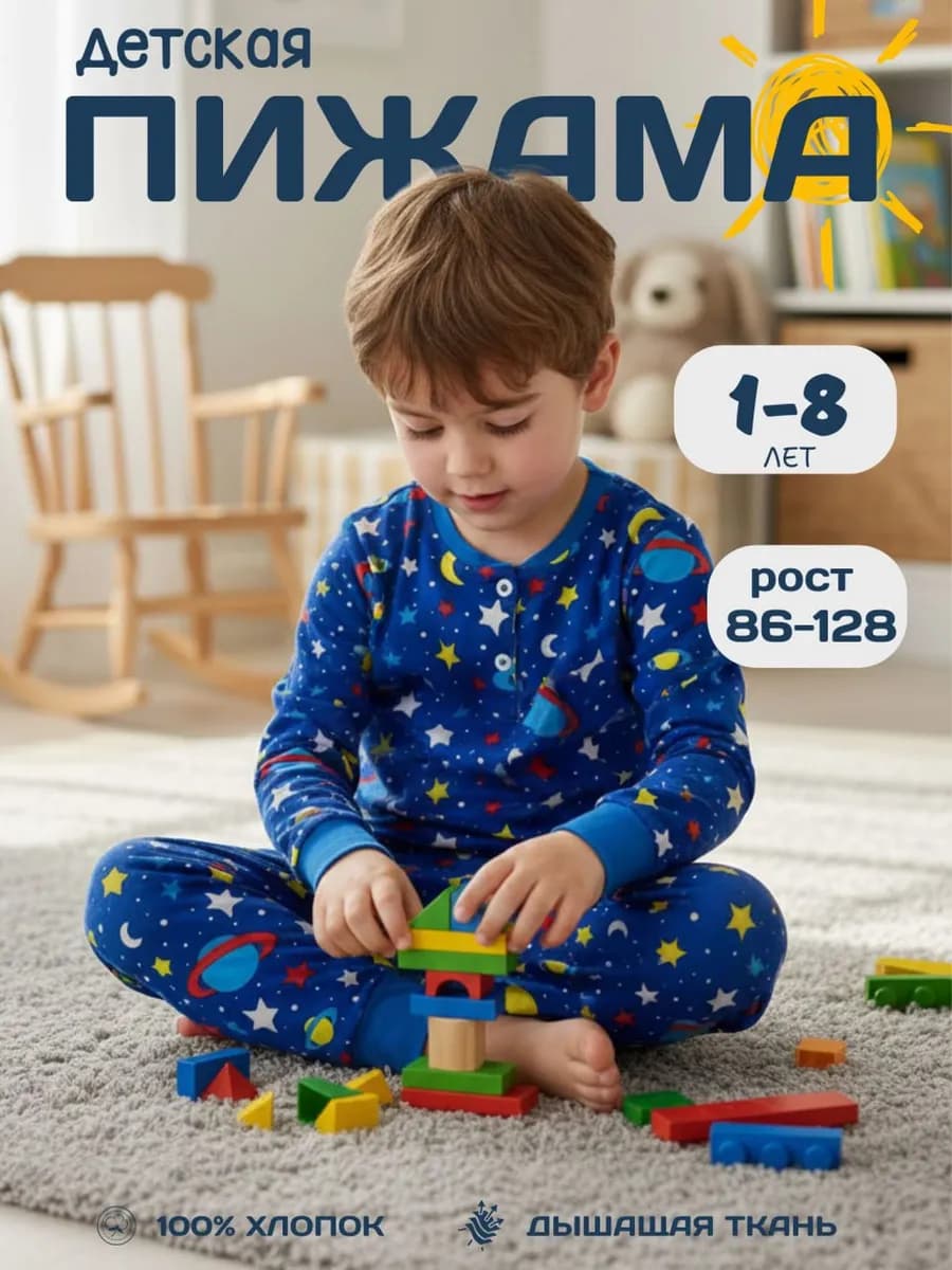 Пижама детская для мальчика хлопковая