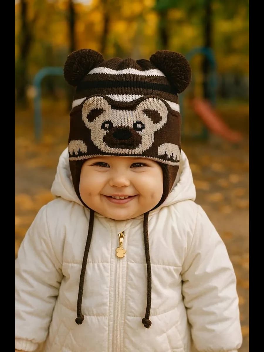 Детская шапка на завязках - фото 1