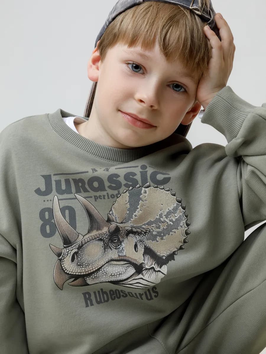 Свободный свитшот с принтом для мальчика