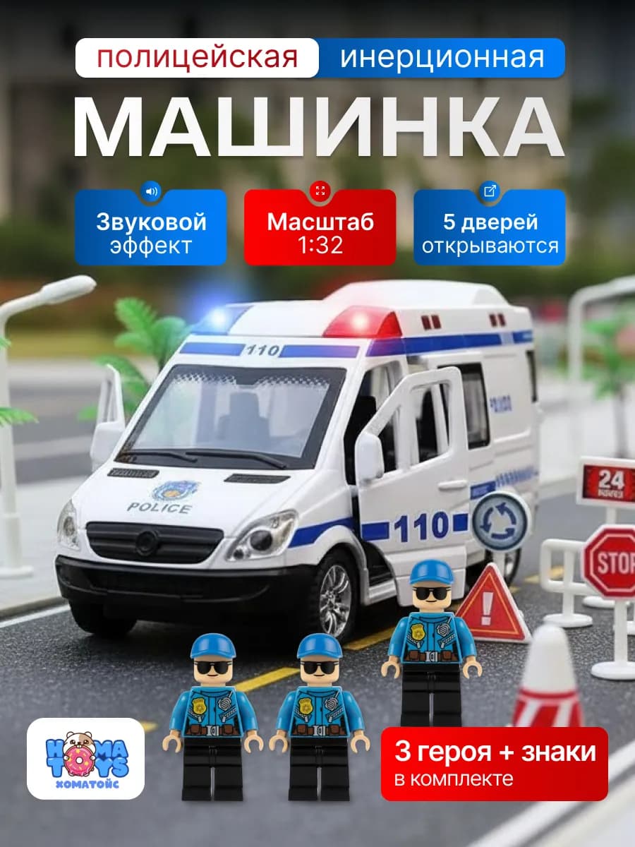 Полицейская машинка игрушечная инерционная для детей