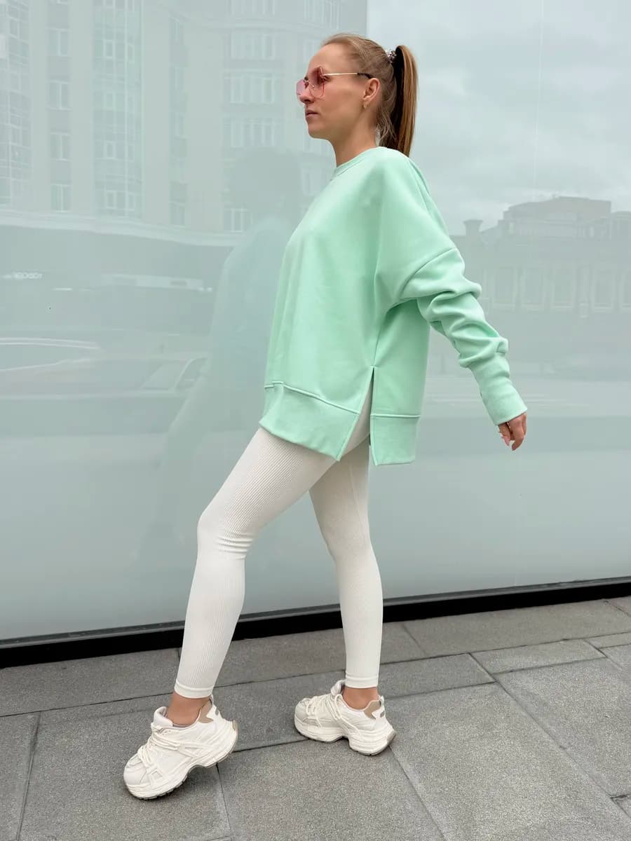 Свитшот оверсайз удлиненный с начесом "барашек"