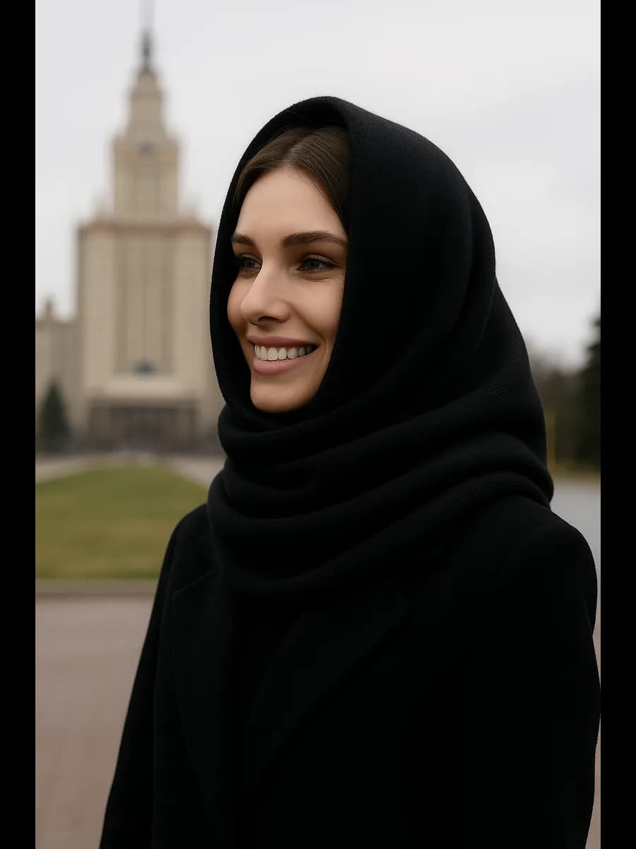 Косынка платок шарф снуд вязанная шерстянная зимняя - фото 1