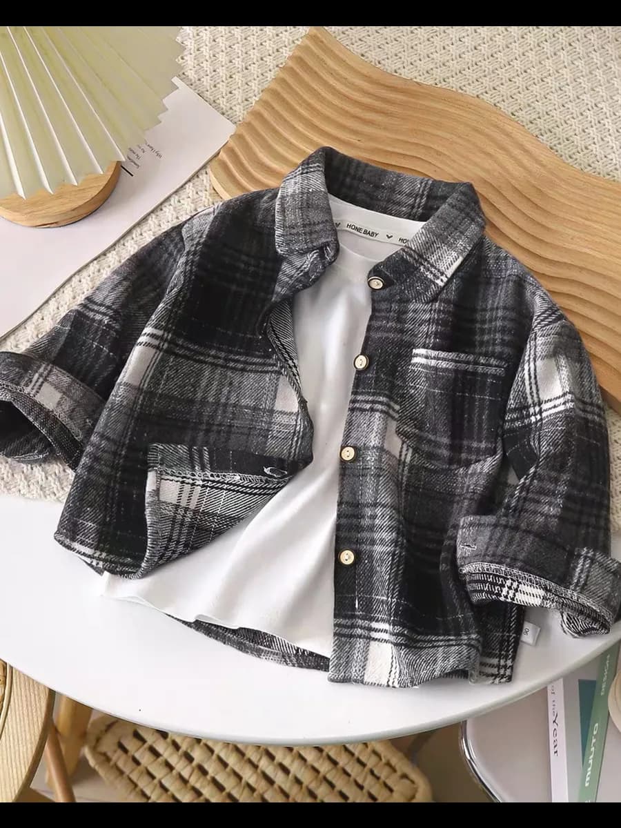 Рубашка детская клетчатая оверсайз утепленная