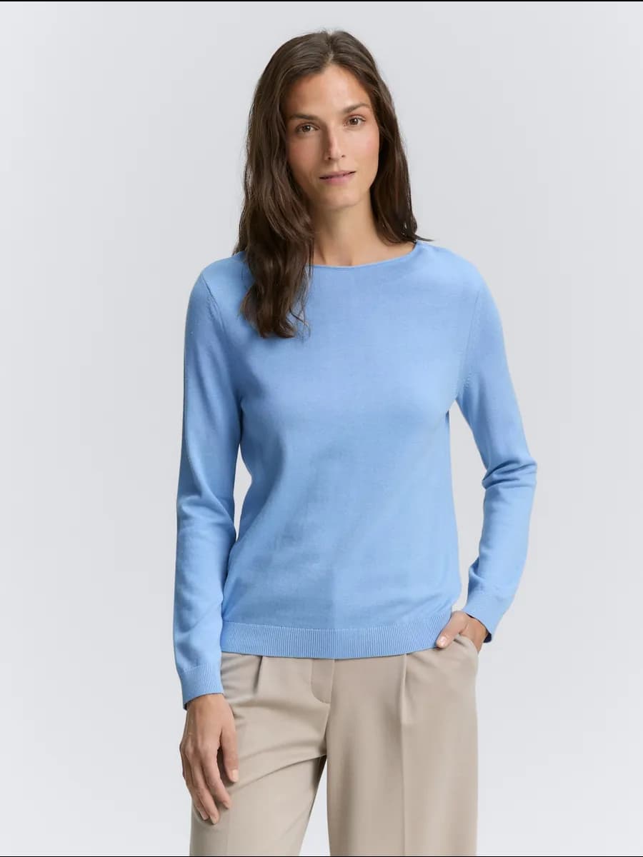 Джемпер базовый хлопок-вискоза свободный с вырезом лодочкой