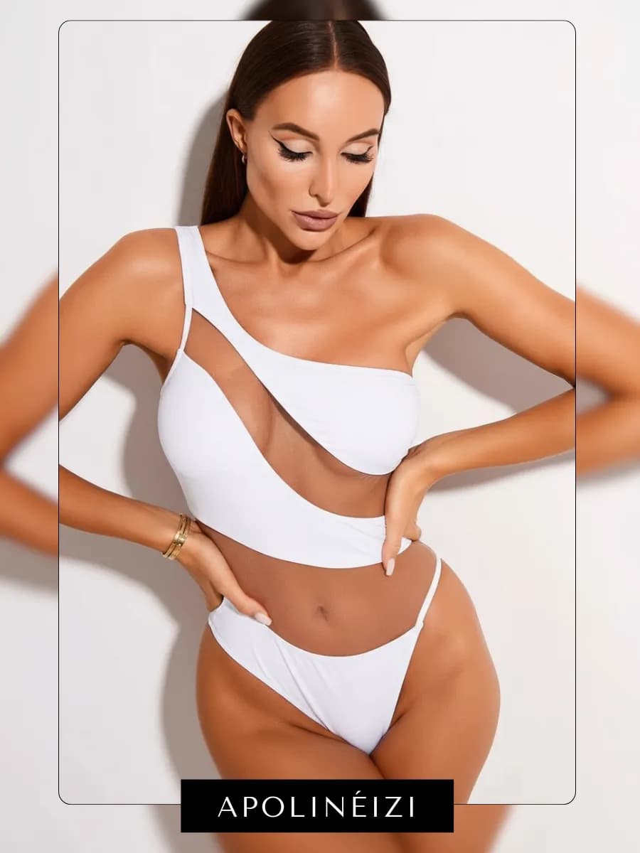 Купальник слитный с сеткой