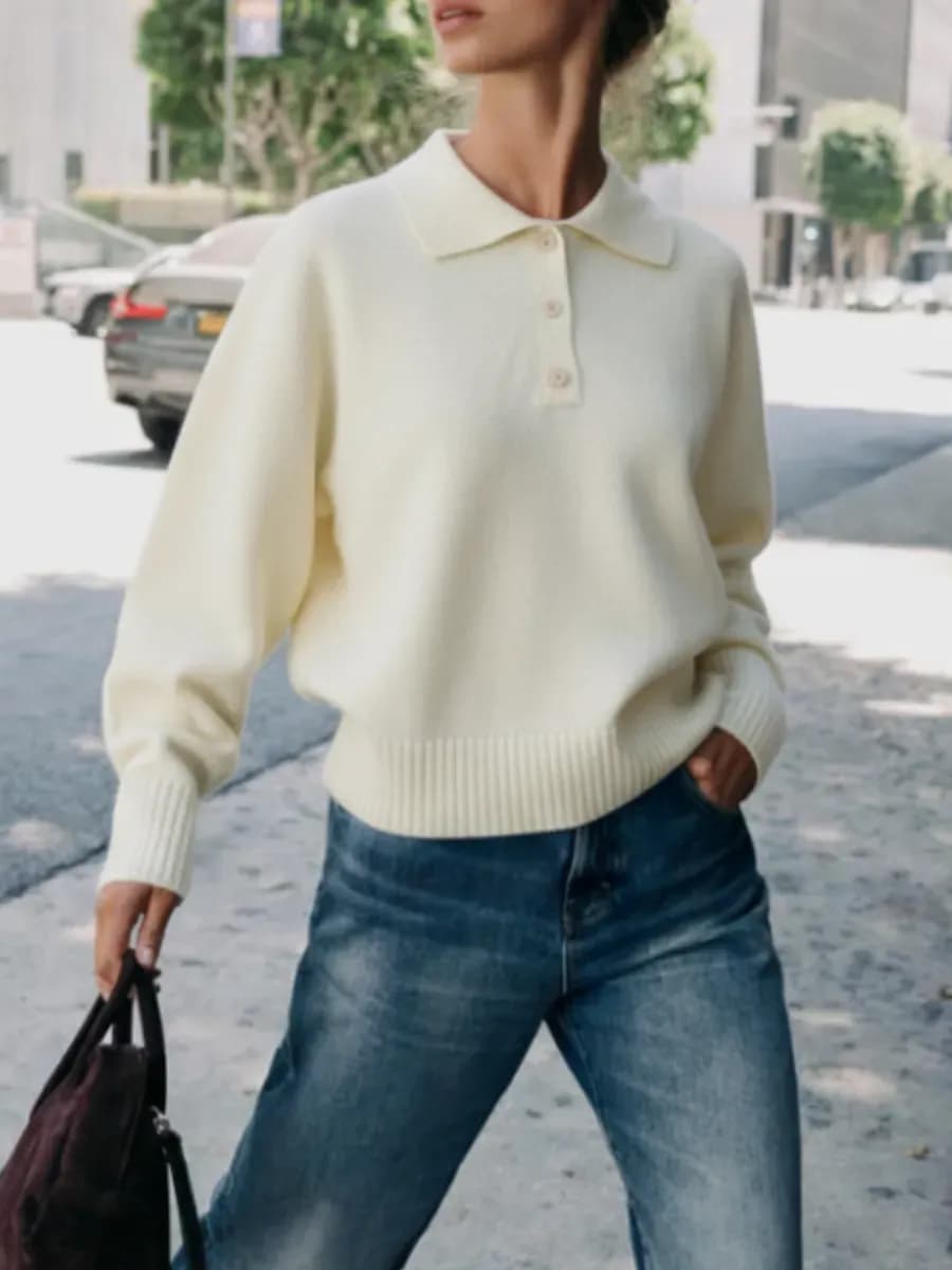 Джемпер с воротником поло свитер вязаный