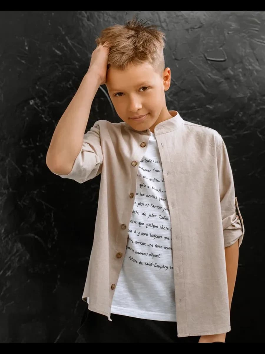 Рубашка школьная с длинным рукавом праздничная