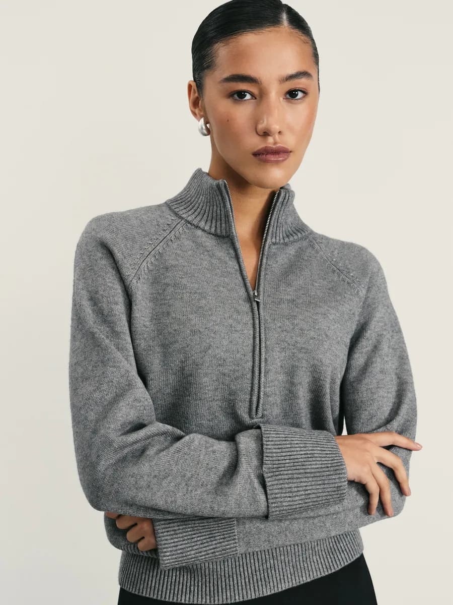 Джемпер вязаный на молнии прямого кроя с горлом стойкой