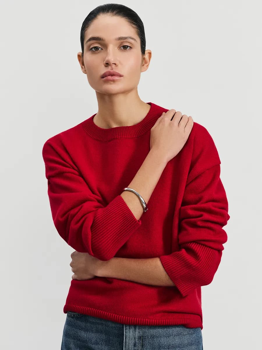 Джемпер оверсайз базовый вязаный повседневный - фото 1